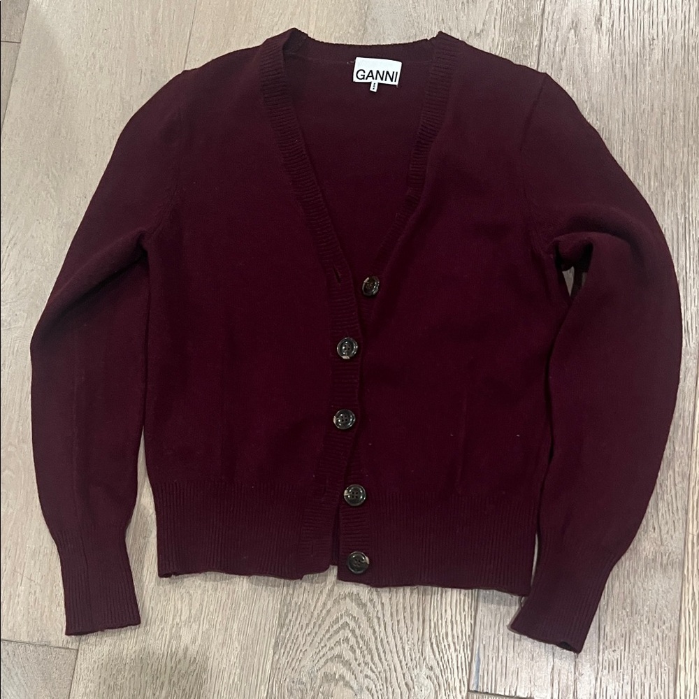 Ganni Deep Burgundy Cardigan